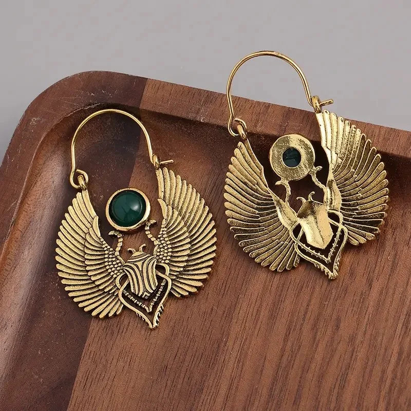 Egyptian Scarab Dangle Earrings