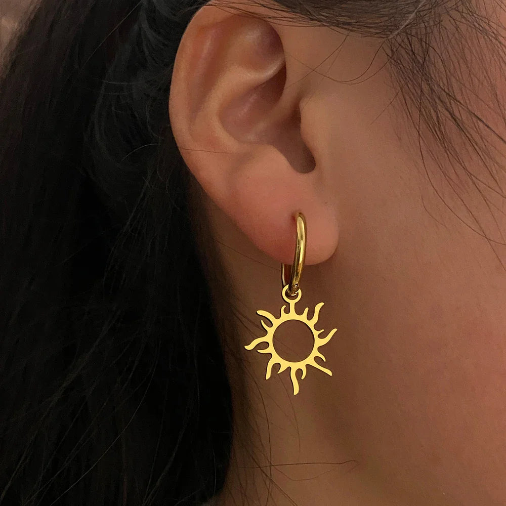 Sun Earrings Star Gold Or Silver Gold