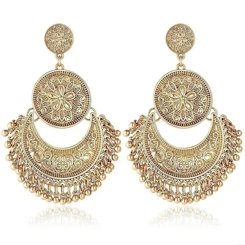 Baroque Bohemian Style Gold Dangle Earrings