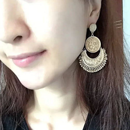 Baroque Bohemian Style Silver Dangle Earrings
