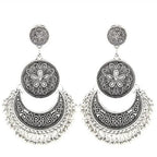 Baroque Bohemian Style Silver Dangle Earrings