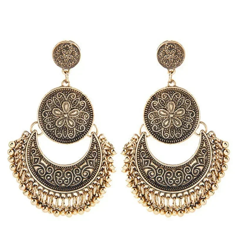 Baroque Bohemian Style Rose Gold Dangle Earrings