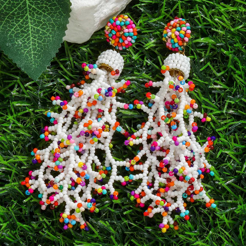 Bohemian Style Coral Dangle Earrings