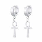 Egyptian Style Dangling Earrings Ankh Cross Silver