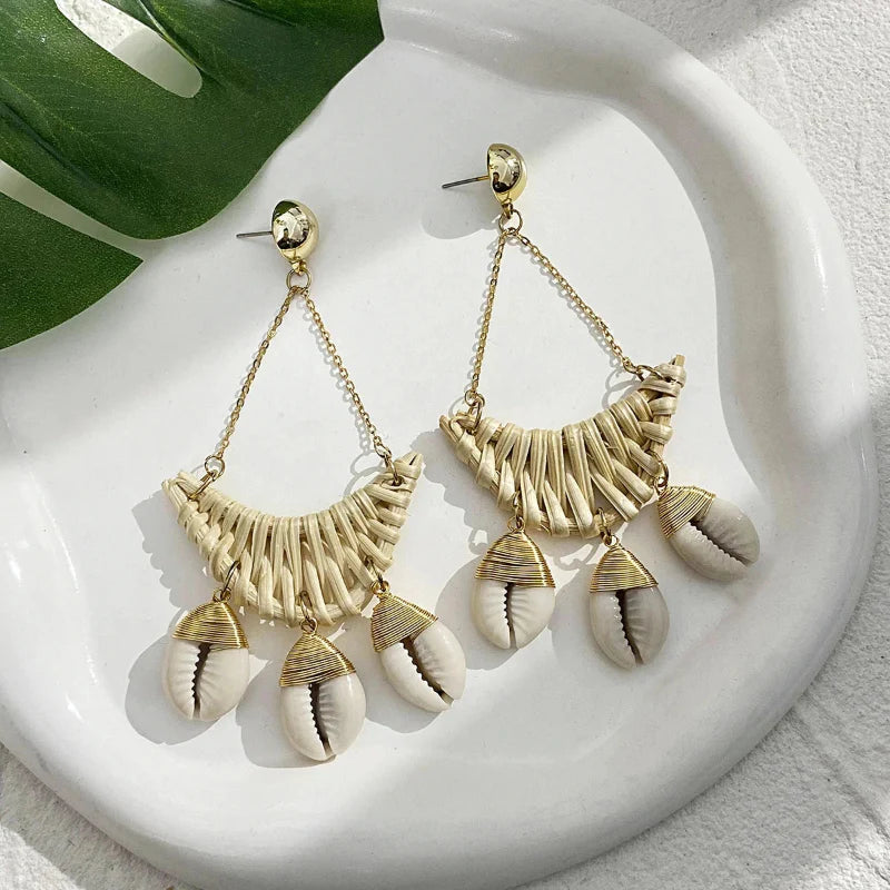 Dangling Earrings Nature Style Cowrie Shell