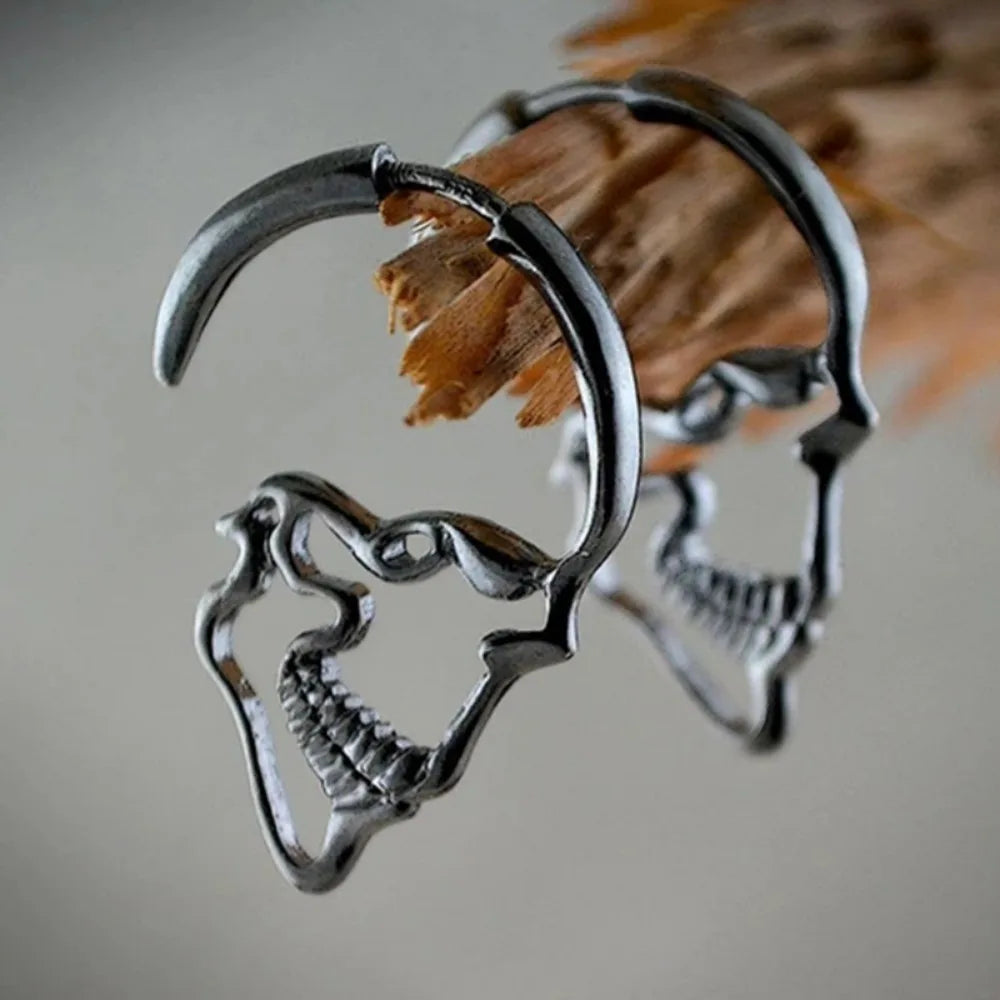 Dangling Skull Earrings for Men or Women silver
