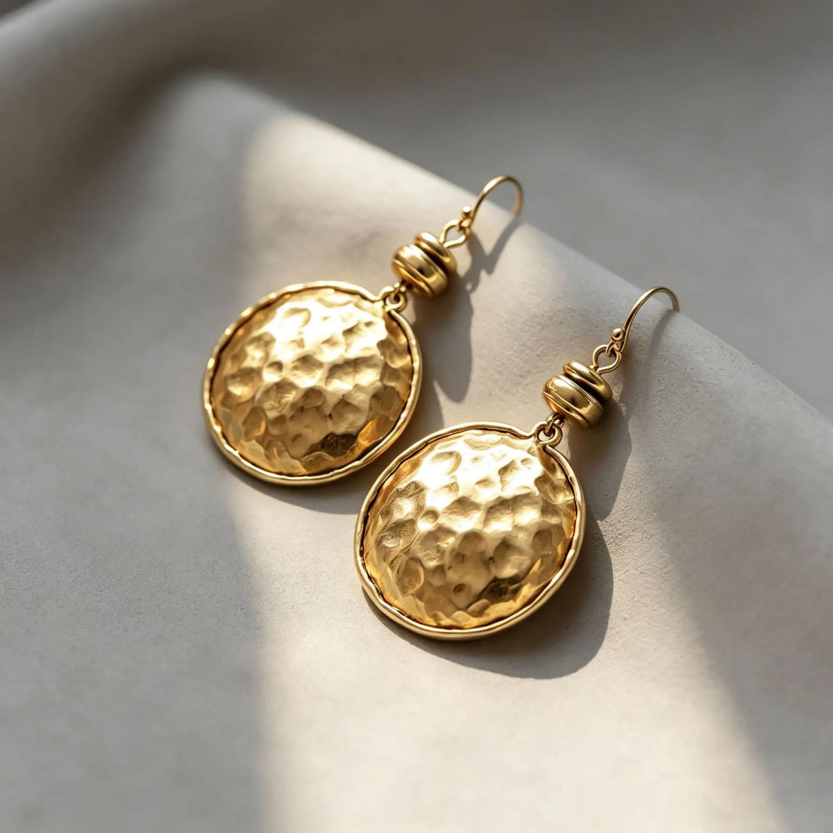 Vintage hammered metal drop earrings