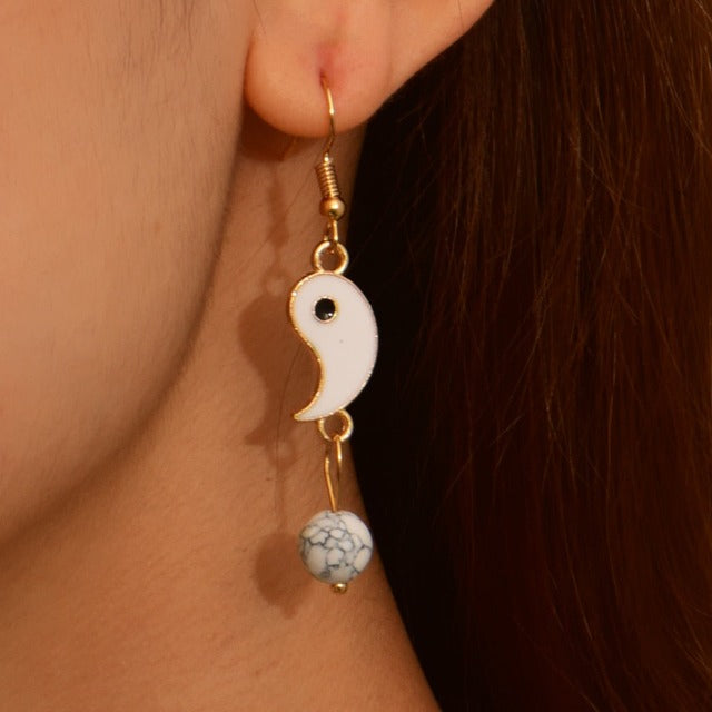 Dangling Yin Yang Earrings Gold & Silver gold