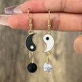 Dangling Yin Yang Earrings Gold & Silver gold