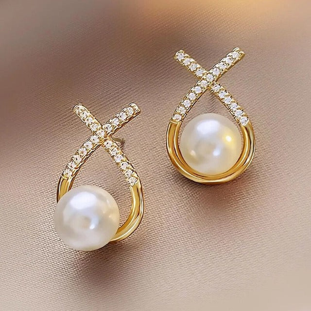 White Pearl Earrings for Women