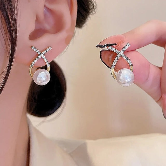 White Pearl Earrings for Women