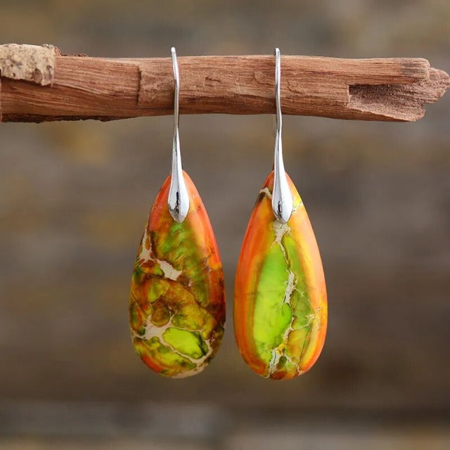 Natural Stone Orange Earrings