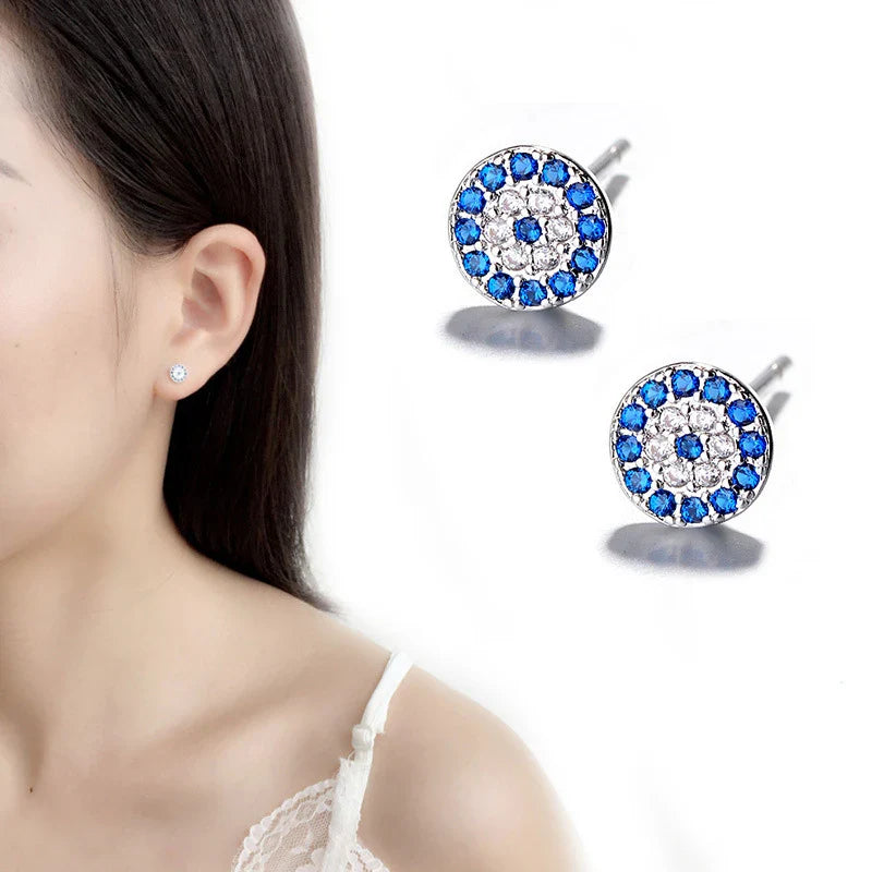 Retro Earrings Blue Turkish Crystal Evil Eye