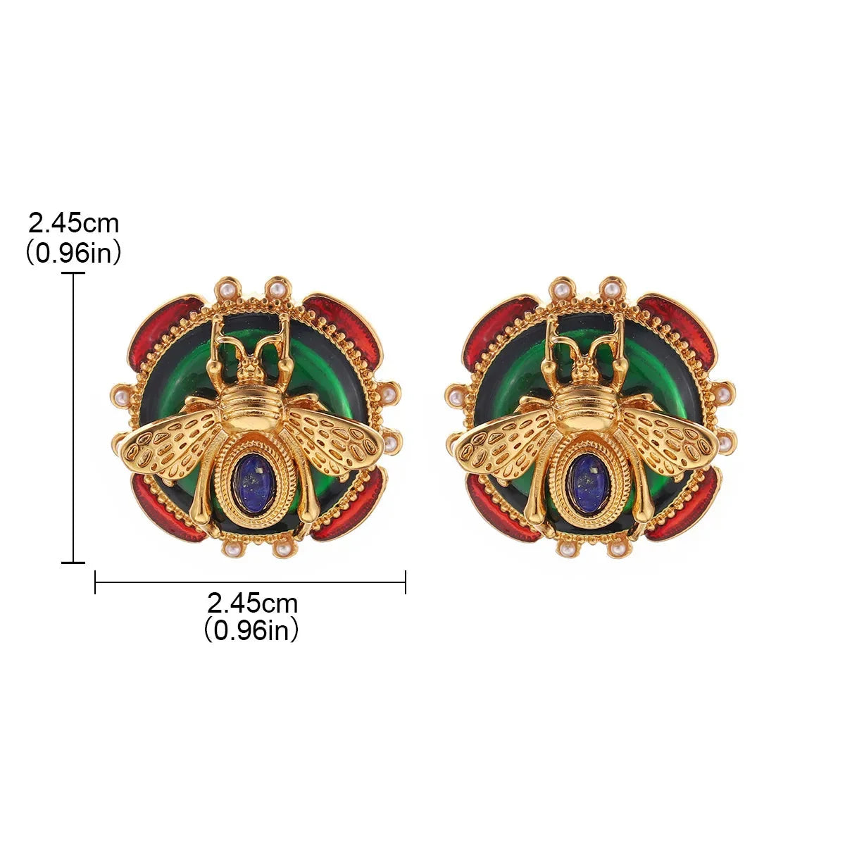 Round bee earrings