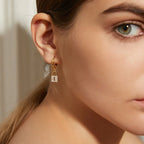 Key and lock rhinestone hoop earrings