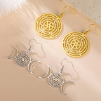 Hecate's Wheel Strophalos Dangling Earrings for Women gold