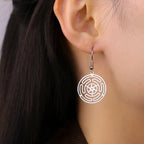 Hecate's Wheel Strophalos Dangling Earrings for Women silver