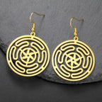 Hecate's Wheel Strophalos Dangling Earrings for Women gold
