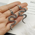 Silver Reptile Snake Earrings