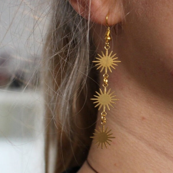 Sun Pendant Earrings Star Woman