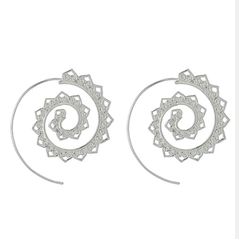 Spiral Hoop Earrings Women silver