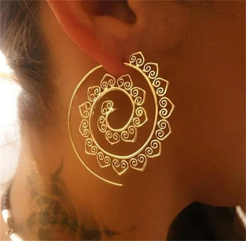 Spiral Hoop Earrings Women gold
