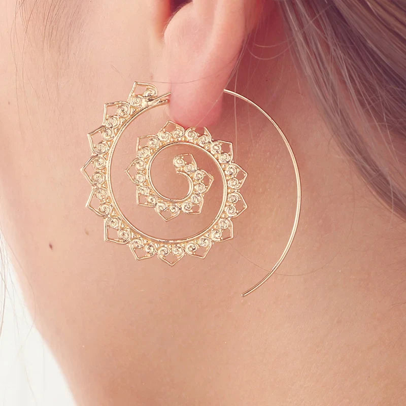 Spiral Hoop Earrings Women silver