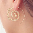 Spiral Hoop Earrings Women silver
