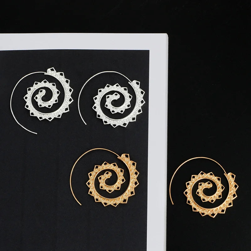 Spiral Hoop Earrings Women silver