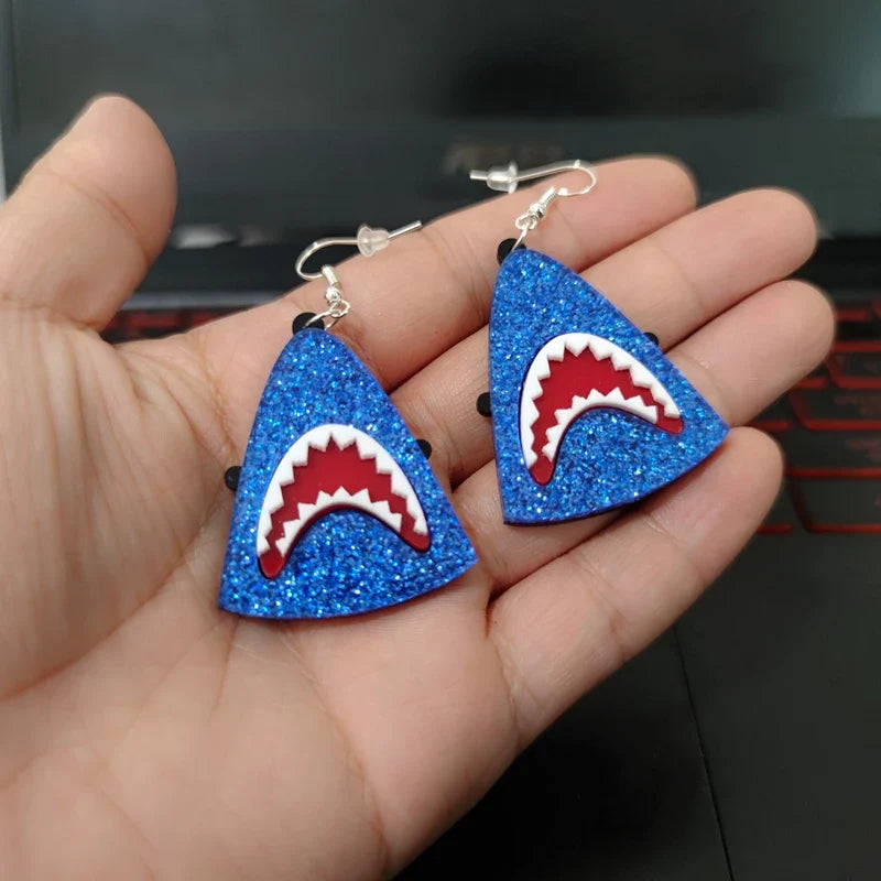 Shark-head triangular earrings