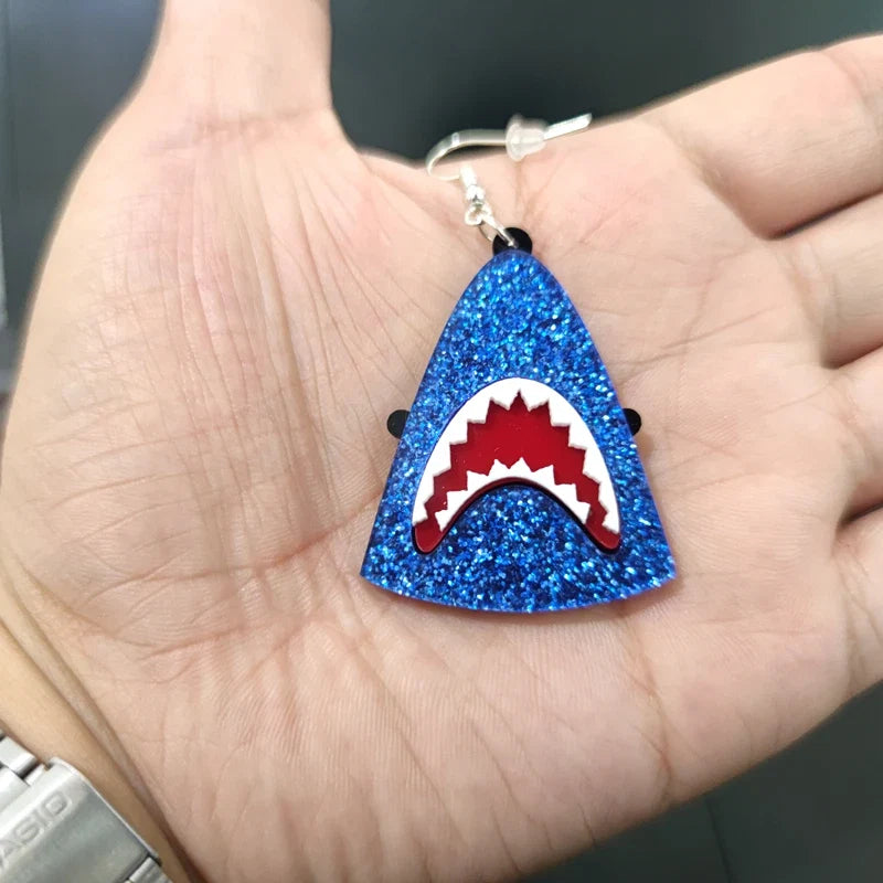 Shark-head triangular earrings