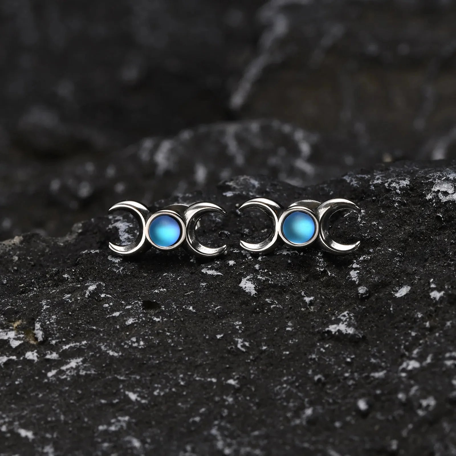 Triple Moon Earrings Wiccan Witchcraft Studs Women