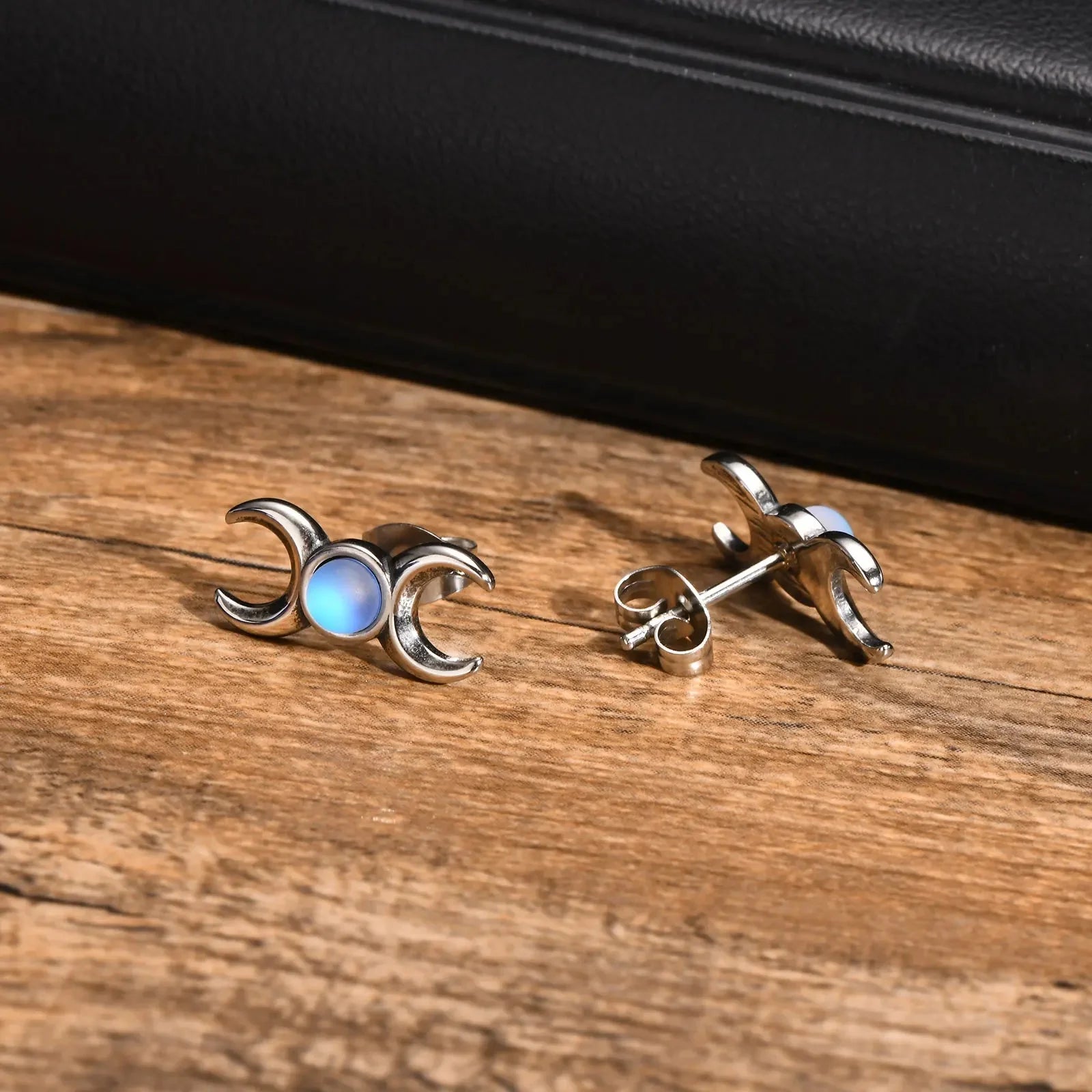 Triple Moon Earrings Wiccan Witchcraft Studs Women