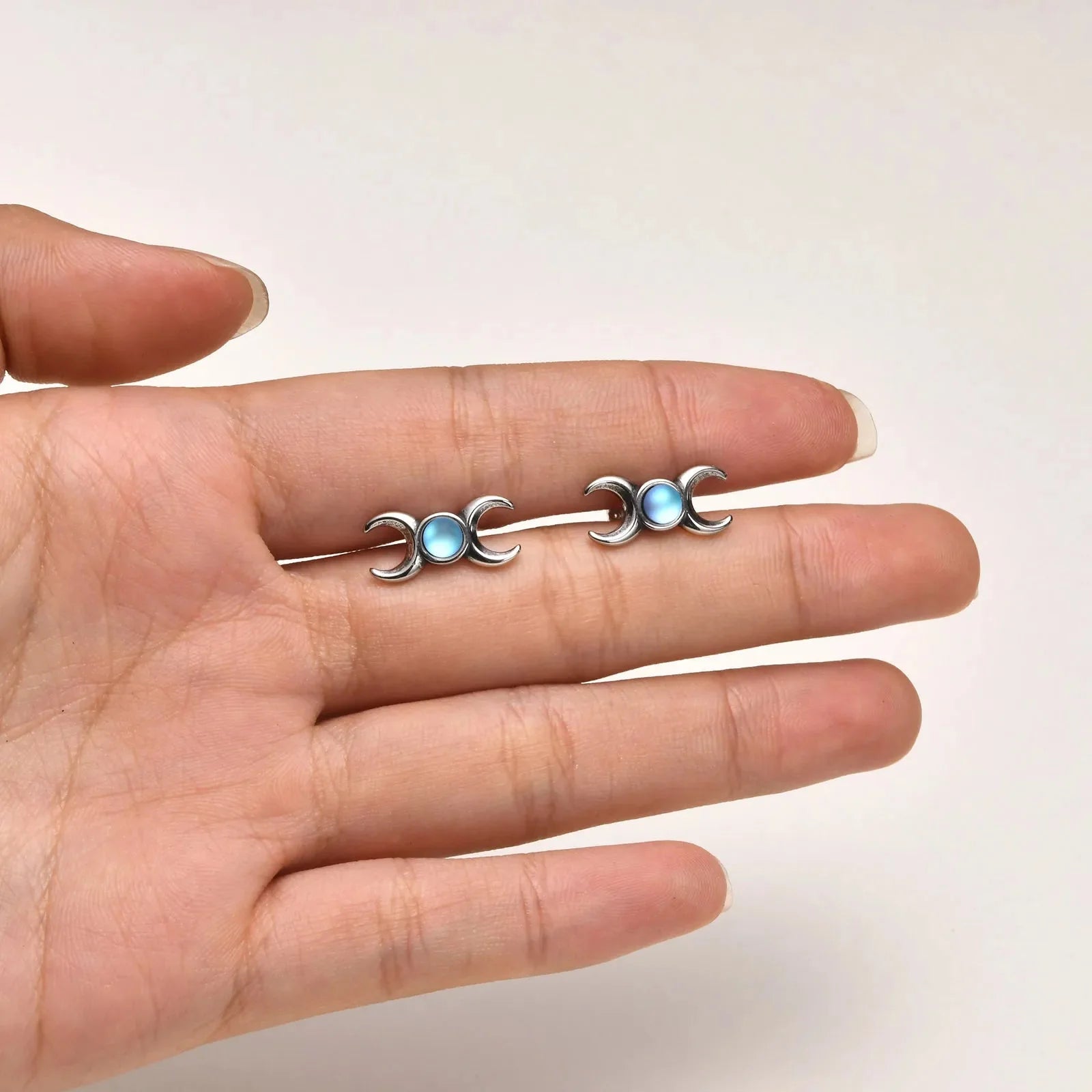 Triple Moon Earrings Wiccan Witchcraft Studs Women
