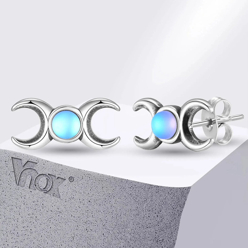 Triple Moon Earrings Wiccan Witchcraft Studs Women