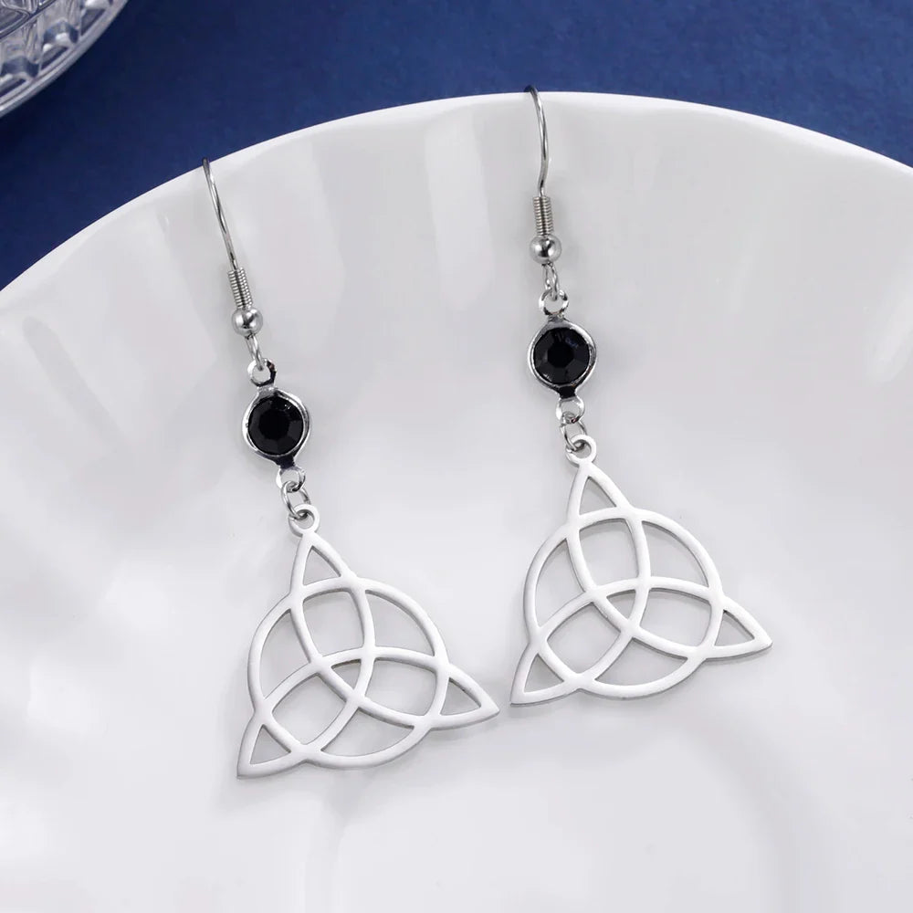 Triquetra Dangle Earrings for Women Trinity Knot silver