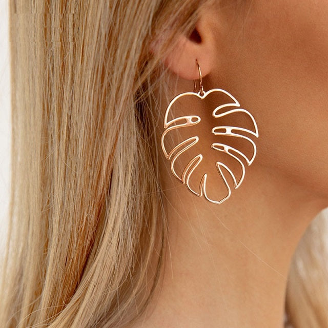 Tropical Palm Leaf Silver Earrings