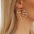Tropical Palm Leaf Silver Earrings