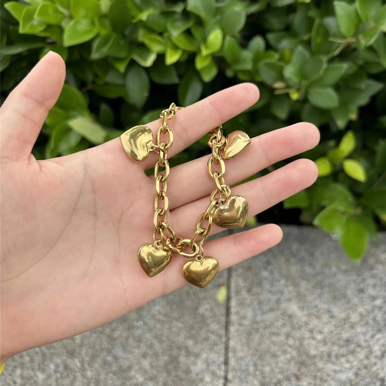 5 Hearts Gourmette Bracelet for Women gold