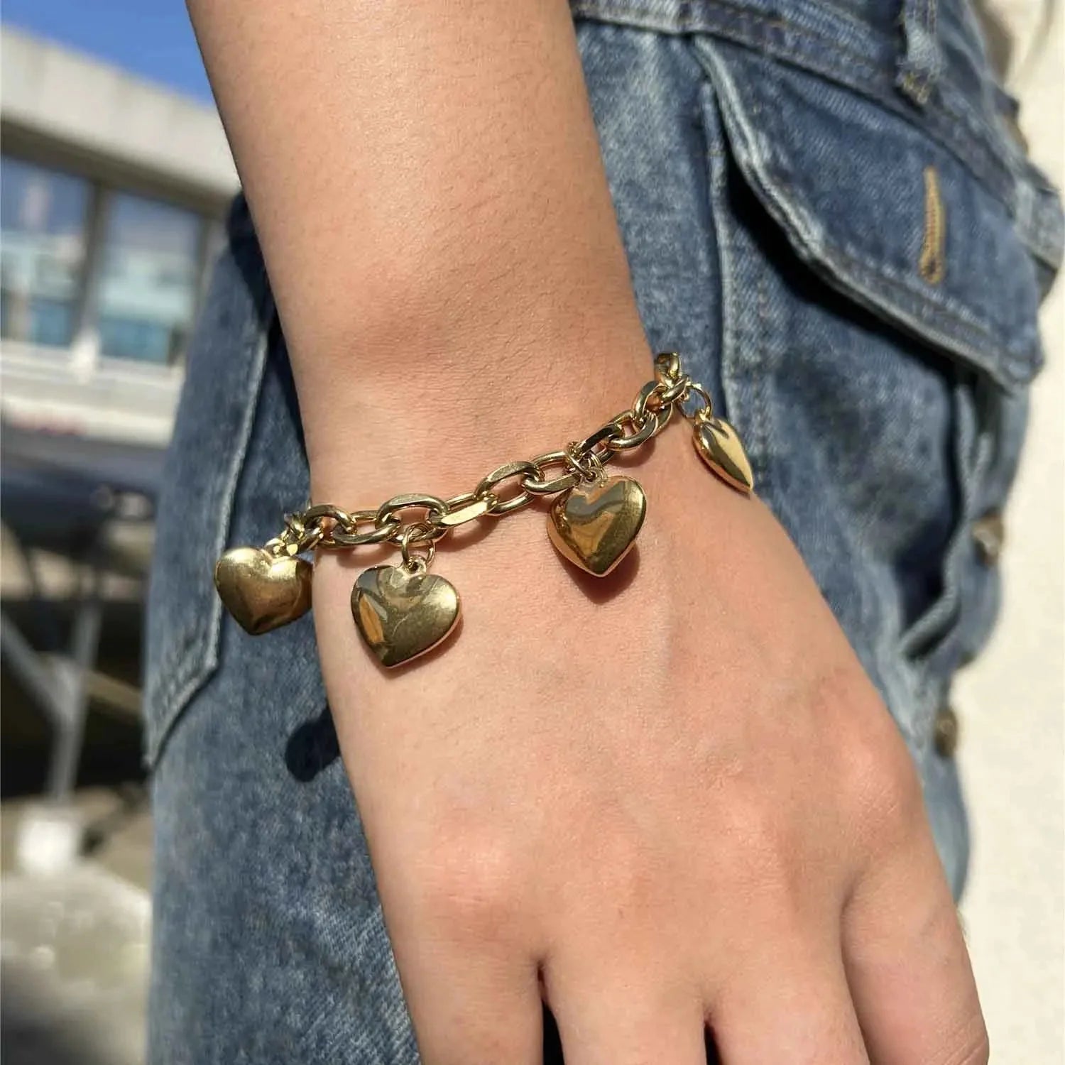 5 Hearts Gourmette Bracelet for Women gold