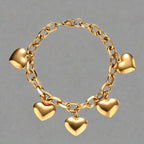 5 Hearts Gourmette Bracelet for Women gold