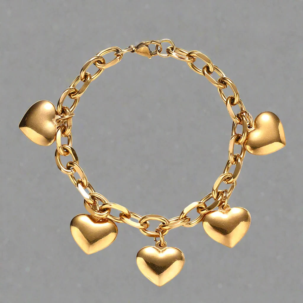 5 Hearts Gourmette Bracelet for Women gold