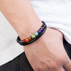 7 Chakras Leather Bracelet Men Women