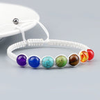 7 Chakras Braided Chain Bracelet Men Women Real Stones