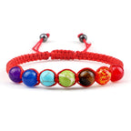 7 Chakras Braided Chain Bracelet Men Women Real Stones Red