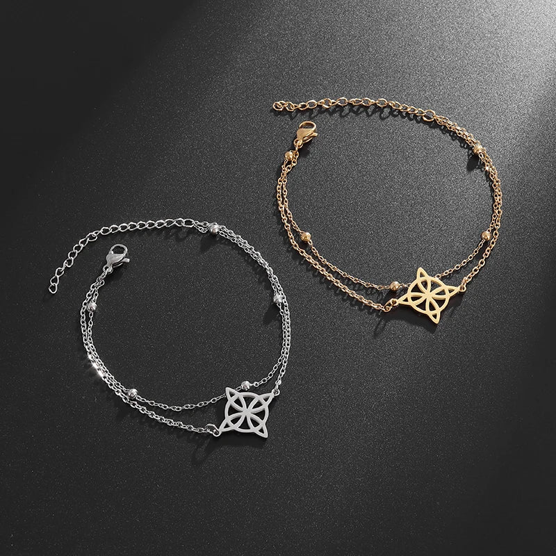 Steel Bracelet Witch's Knot Women's Wiccan Protection Chain Gold