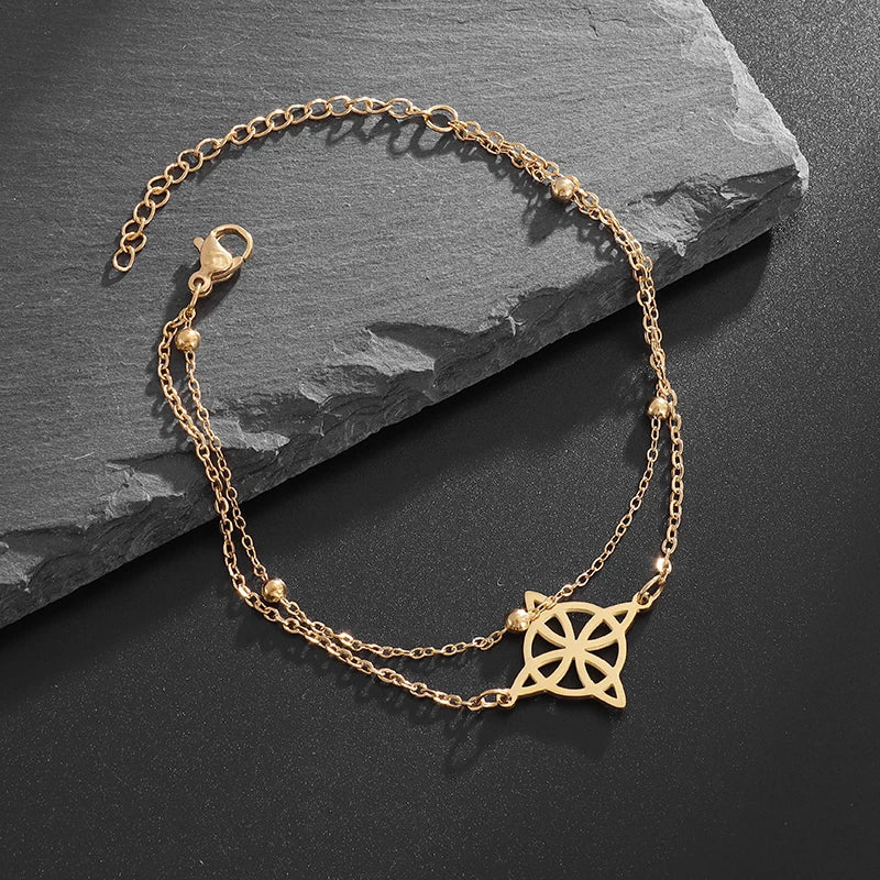 Steel Bracelet Witch's Knot Women's Wiccan Protection Chain Gold