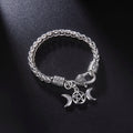 Steel Bracelet Triple Moon Witchcraft Wiccan Chain