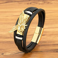 Men's Gold Leather Eagle Bracelet