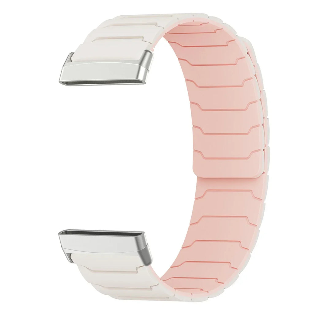 Magnetic watch band for Fitbit Versa 3, Versa 4, Sense 1 and Sense 2 white and pink